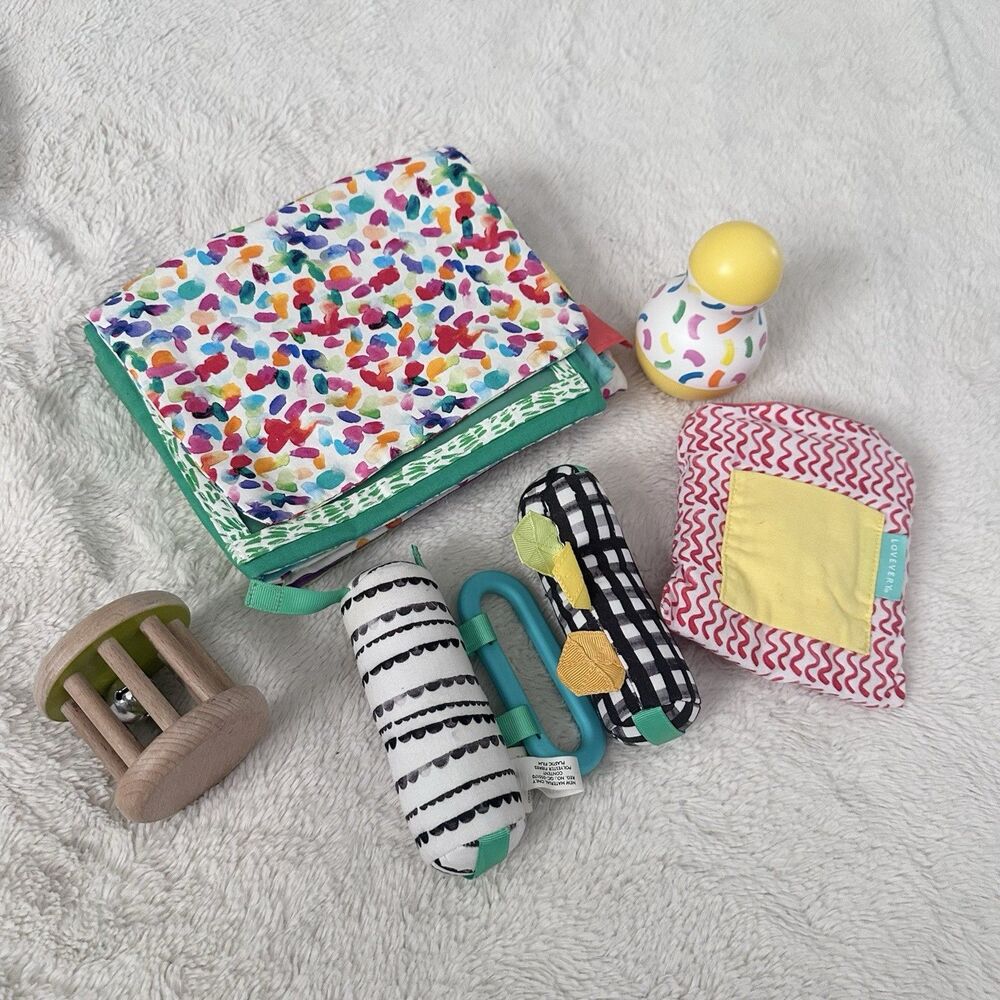Lovevery Infant Baby Toy Bundle Crinkle Book Rattle Small Lot